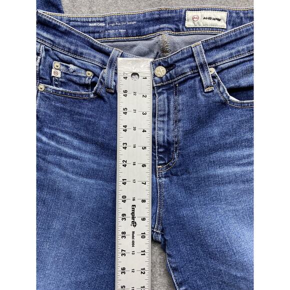 AG Mari Crop Jeans Womens 27 Blue High Rise Slim Straight Raw Hem Stretch Denim - Picture 4 of 16